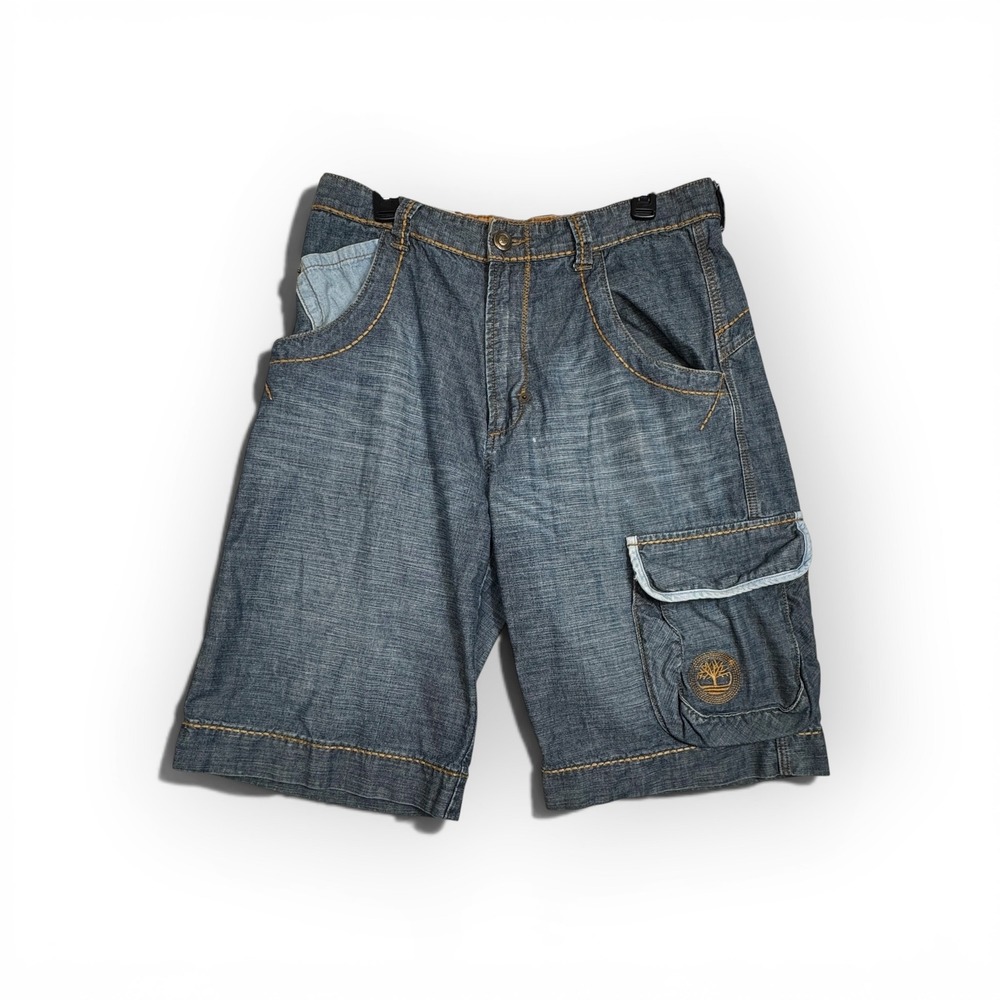 Timberland Cargo Gorpcore Skater Denim Shorts Mens 36 Blue Outdoor Utility